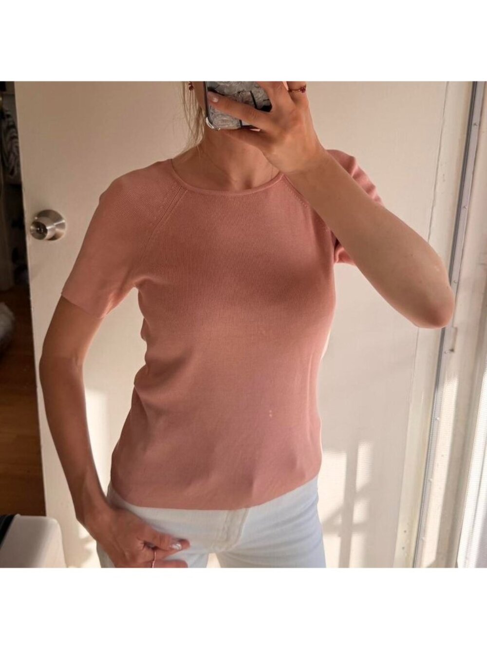 Ann Taylor Women's Pink Blouse xs s peach 100% silk